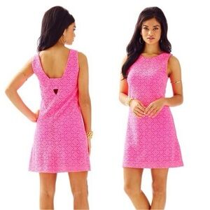 Lilly Pulitzer Callie Shift Dress Neon Pink Lace